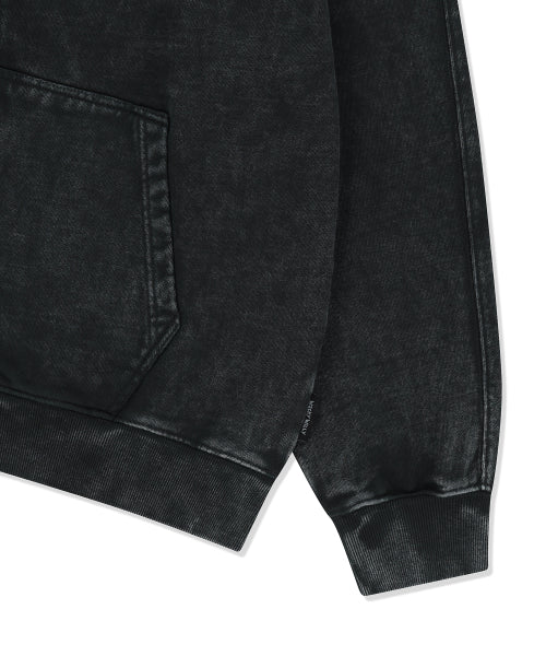Waki Big Applique Washing Hooded Zip-Up Charcoal