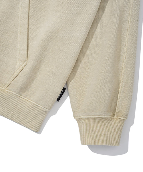 Waki Big Applique Washing Hooded Zip-Up Beige