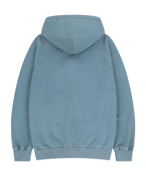 Waki Big Applique Washing Hooded Zip-Up Blue