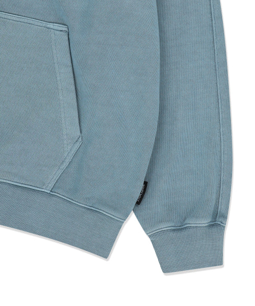 Waki Big Applique Washing Hooded Zip-Up Blue