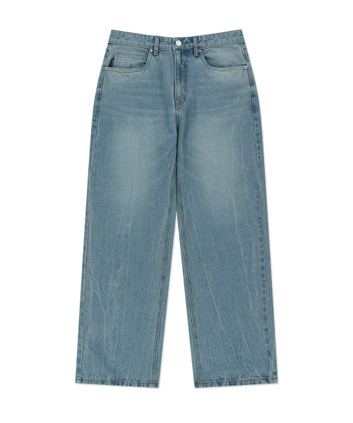 Basic washed denim pants blue