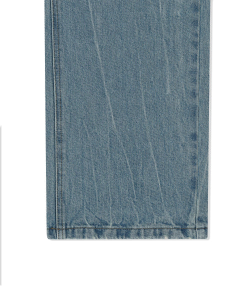 Basic washed denim pants blue