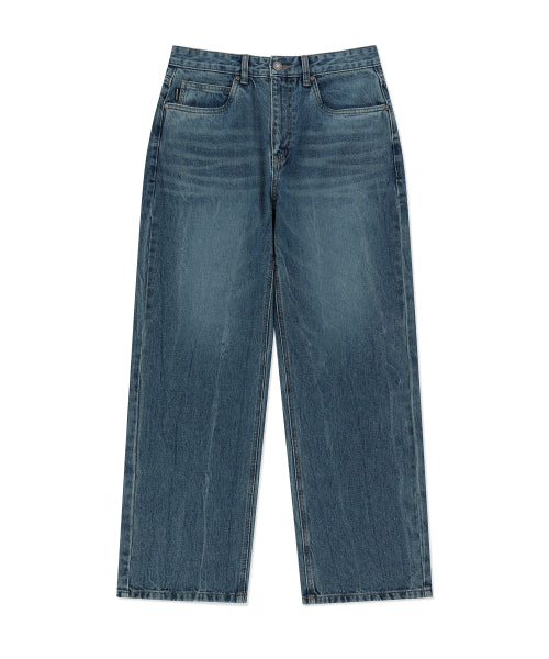 Basic washed denim pants indigo