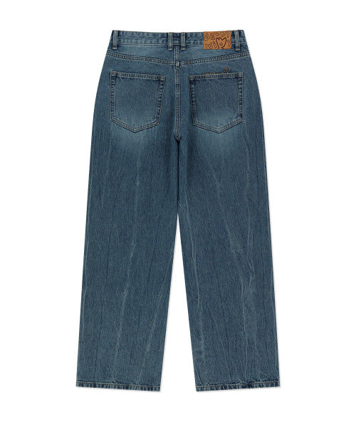 Basic washed denim pants indigo