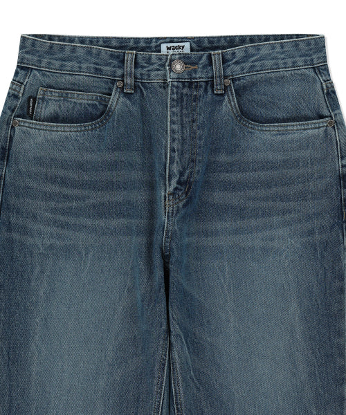 Basic washed denim pants indigo