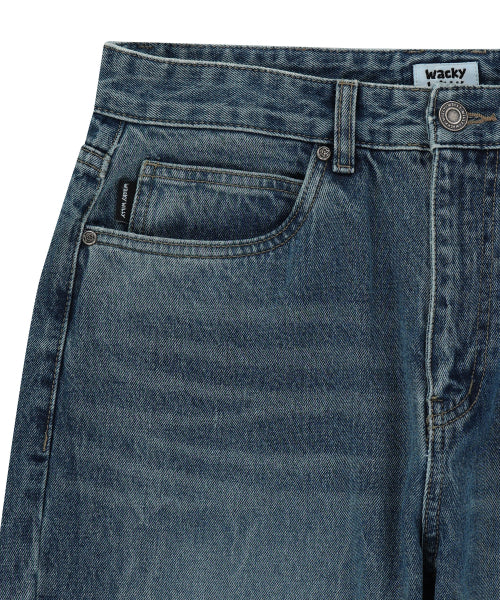 Basic washed denim pants indigo