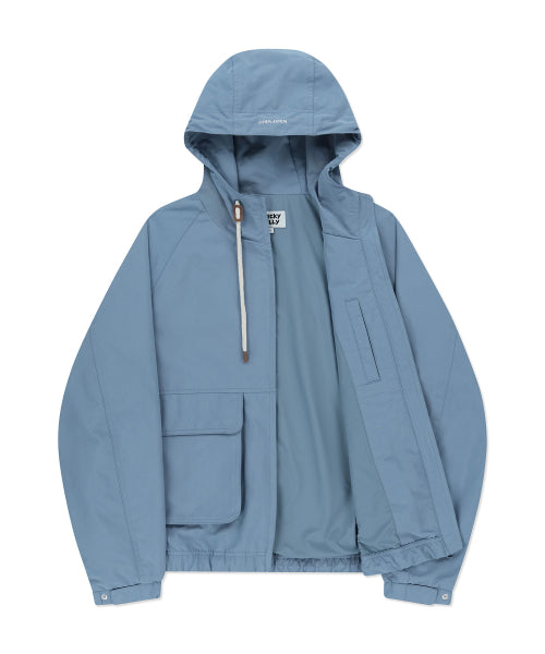 Basic Cotton Hood Windbreaker Blue