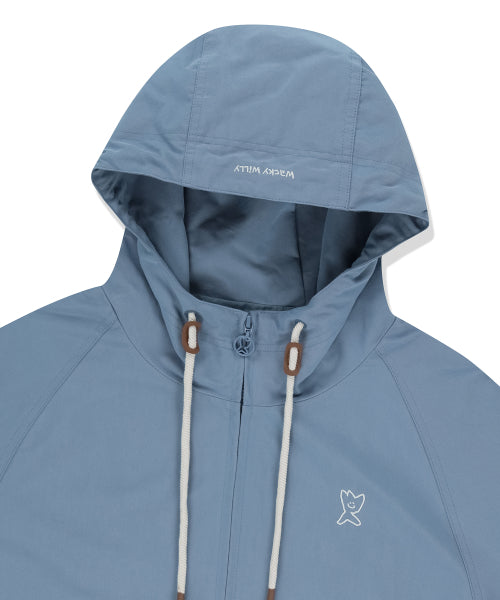 Basic Cotton Hood Windbreaker Blue