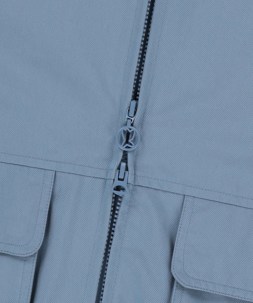 Basic Cotton Hood Windbreaker Blue