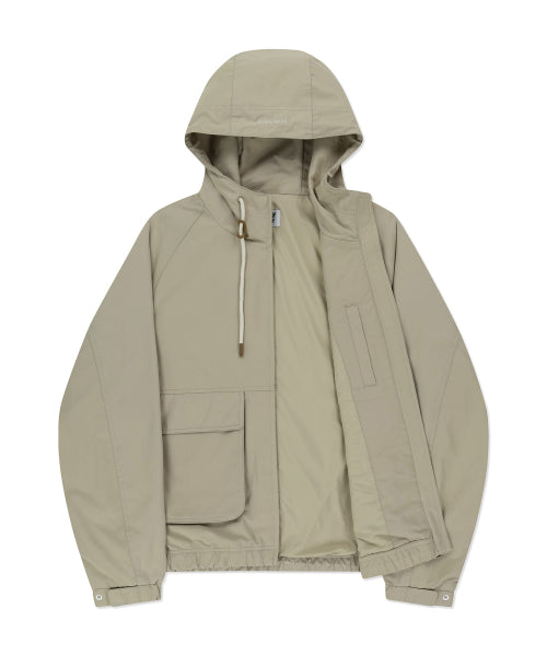 Basic Cotton Hooded Windbreaker Beige