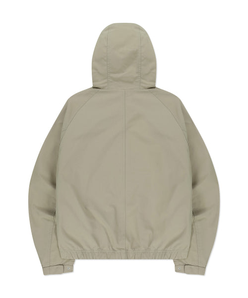 Basic Cotton Hooded Windbreaker Beige