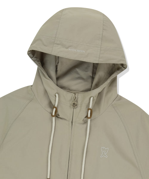 Basic Cotton Hooded Windbreaker Beige