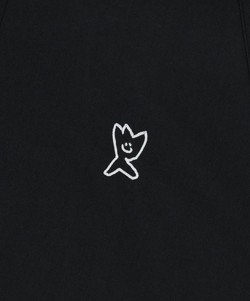 Basic Cotton Hooded Windbreaker Black