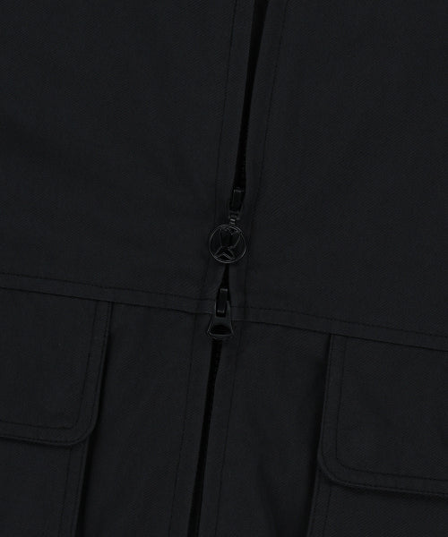 Basic Cotton Hooded Windbreaker Black