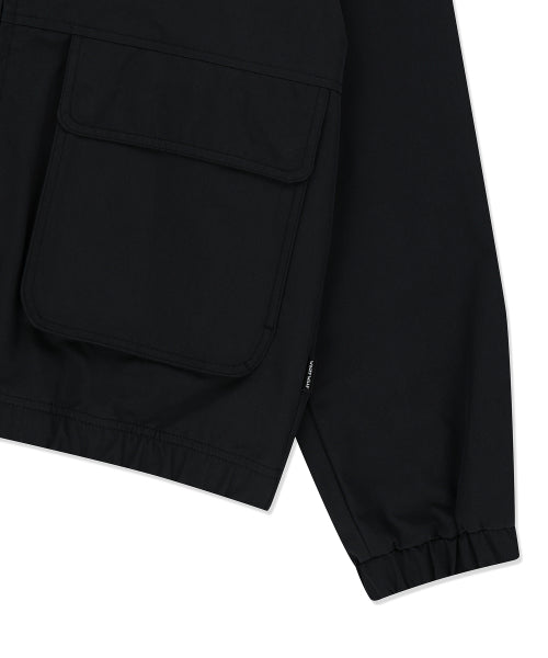 Basic Cotton Hooded Windbreaker Black