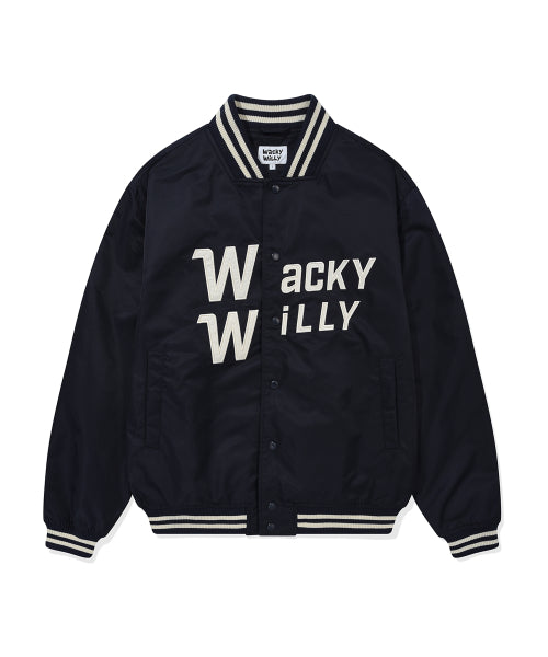 Nylon Graphic Varsity Jacket Dark Navy