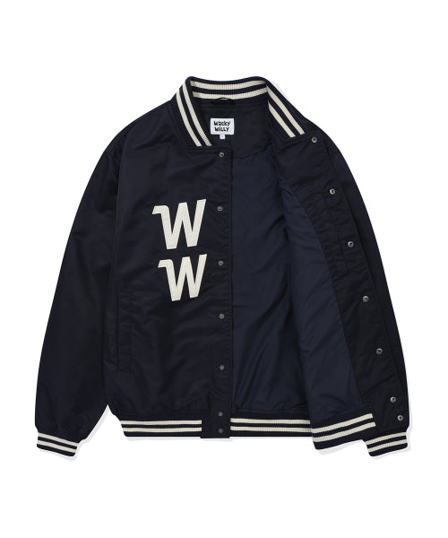 Nylon Graphic Varsity Jacket Dark Navy