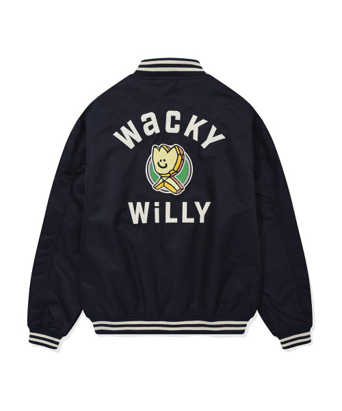Nylon Graphic Varsity Jacket Dark Navy