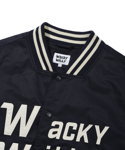 Nylon Graphic Varsity Jacket Dark Navy