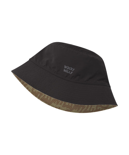 Hand-drawing reversible bucket hat khaki