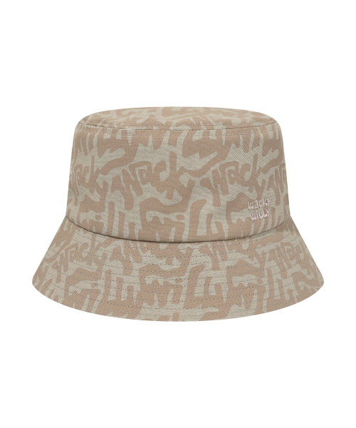 Hand-drawing reversible bucket hat khaki