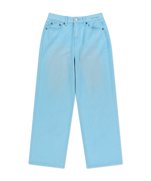 Women's Pigment Color-Washed Denim Pants Sky Blue