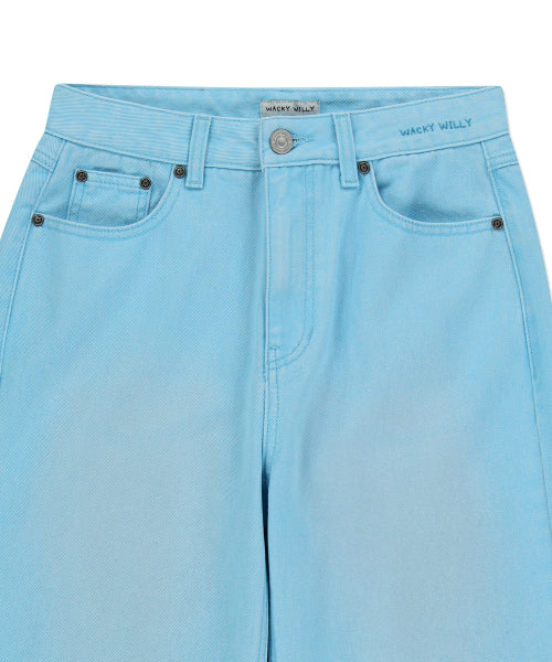 Women's Pigment Color-Washed Denim Pants Sky Blue