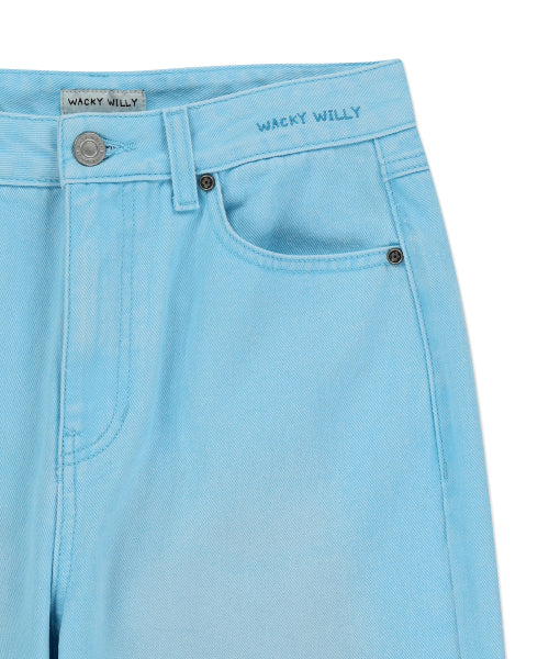 Women's Pigment Color-Washed Denim Pants Sky Blue