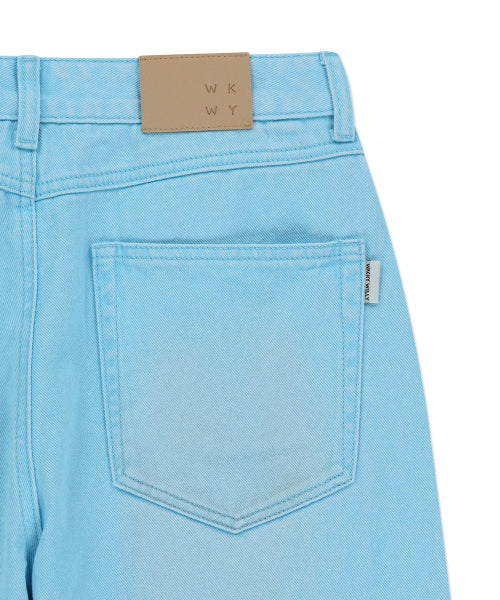 Women's Pigment Color-Washed Denim Pants Sky Blue