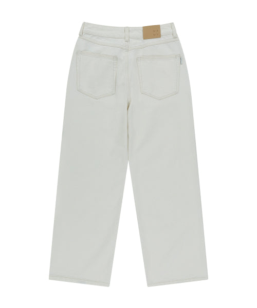 Women's Pigment Color Washing Denim Pants Cream