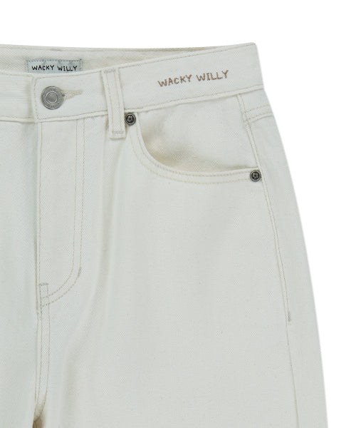 Women's Pigment Color Washing Denim Pants Cream