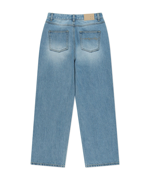 Women's Semi-Wide Denim Pants Light Blue