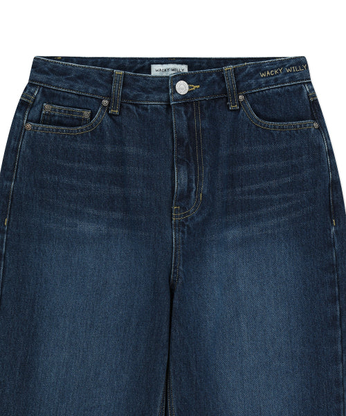 Women's Semi-Wide Denim Pants Blue