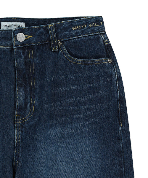 Women's Semi-Wide Denim Pants Blue