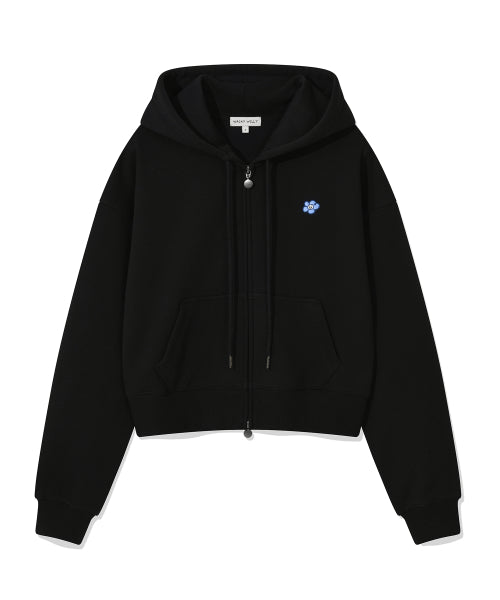 Women's Lily and Pen Crop Hooded Zip-Up Black