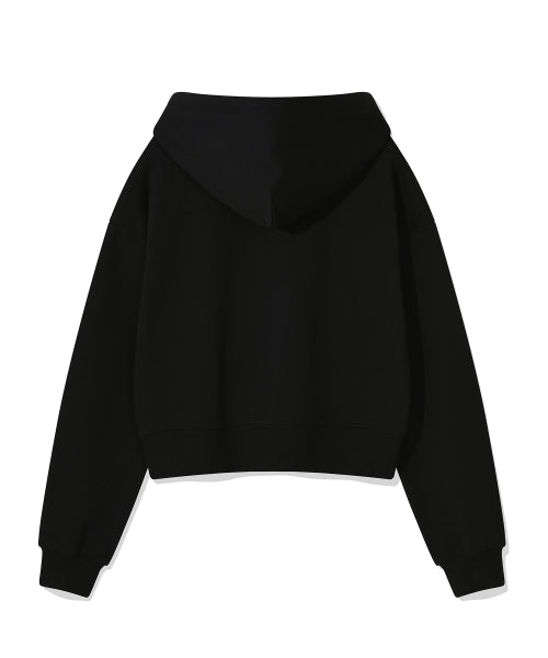 Women's Lily and Pen Crop Hooded Zip-Up Black