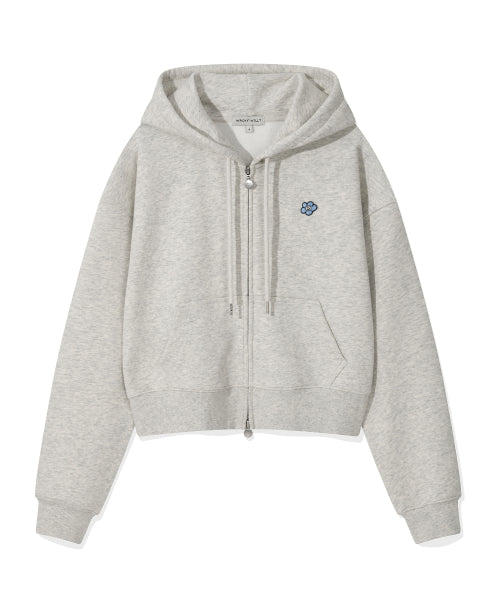 Women's Lily and Pen Crop Hooded Zip-Up Oatmeal