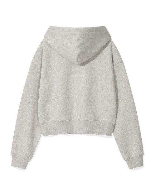 Women's Lily and Pen Crop Hooded Zip-Up Oatmeal