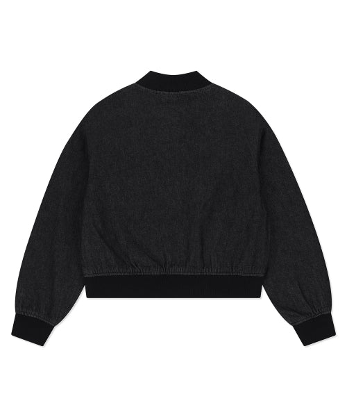 Women's short denim blue jacket black