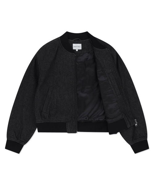 Women's short denim blue jacket black