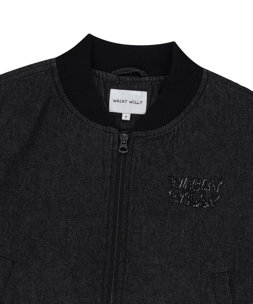 Women's short denim blue jacket black