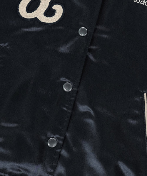 Women's typo embroidery bar city jacket dark navy