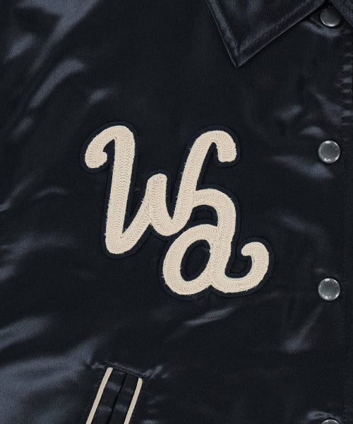 Women's typo embroidery bar city jacket dark navy