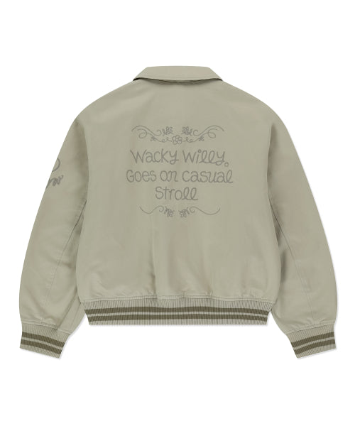 Women's Typos Embroidery Varsity Jacket Beige