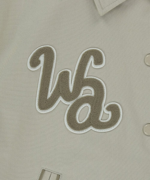 Women's Typos Embroidery Varsity Jacket Beige