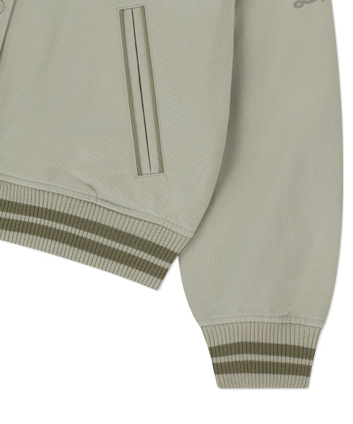 Women's Typos Embroidery Varsity Jacket Beige