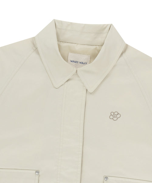 Women's Cotton Blended Collar Jacket Cream