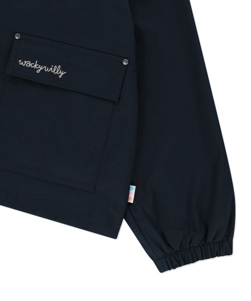 Women's cotton mixed collar jacket navy