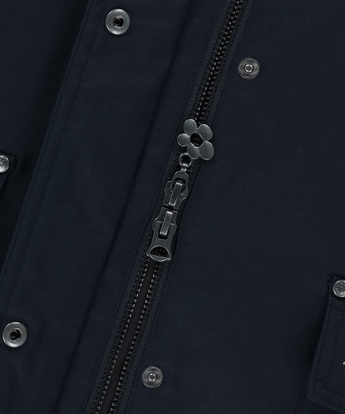 Women's cotton mixed collar jacket navy