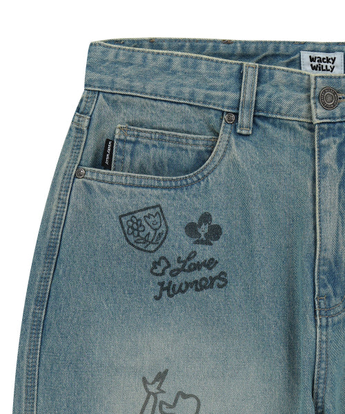 Kiki graphic denim pants blue